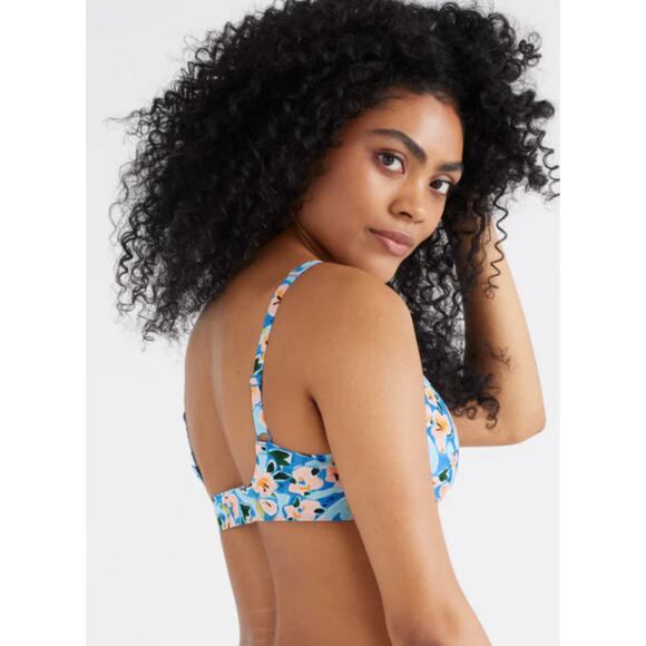 Knix Revolution Wireless Wire Free Seamless V Neck Bra Blue Floral 36 D DD 1+ - Picture 7 of 12